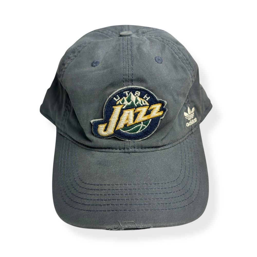 Utah Jazz Adidas NBA Basketball Fitted Dad Hat Cap Patch L/XL Distressed Gray